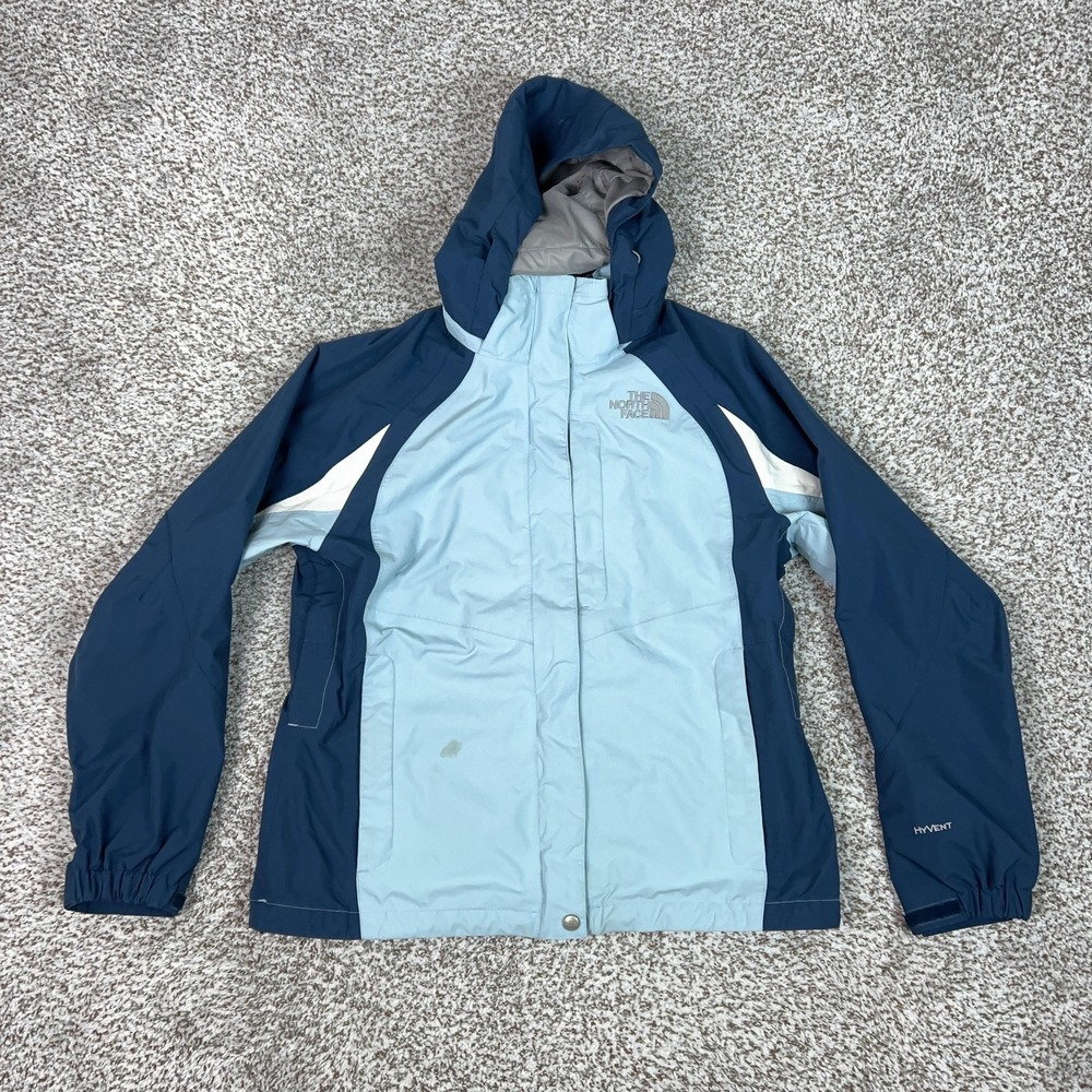 The‎ North Face Jacket Womens M Blue HyVent Hooded Shell Rain Ski Waterproof